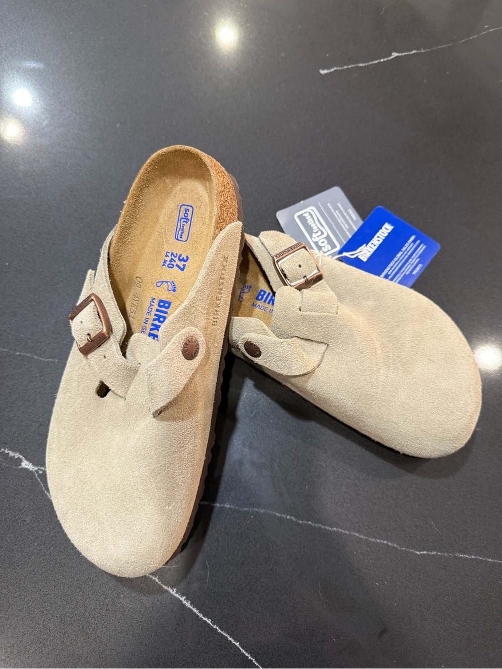Birkenstock Women’s Suede Boston Clog - Beige size 37 NWT